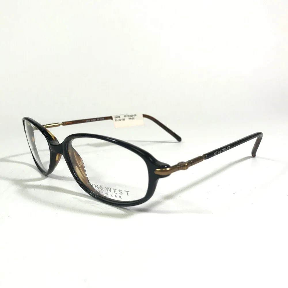 Nine West Petite Eyeglasses Frames 80 W78 Black Brown Round Full Rim 51-16-135